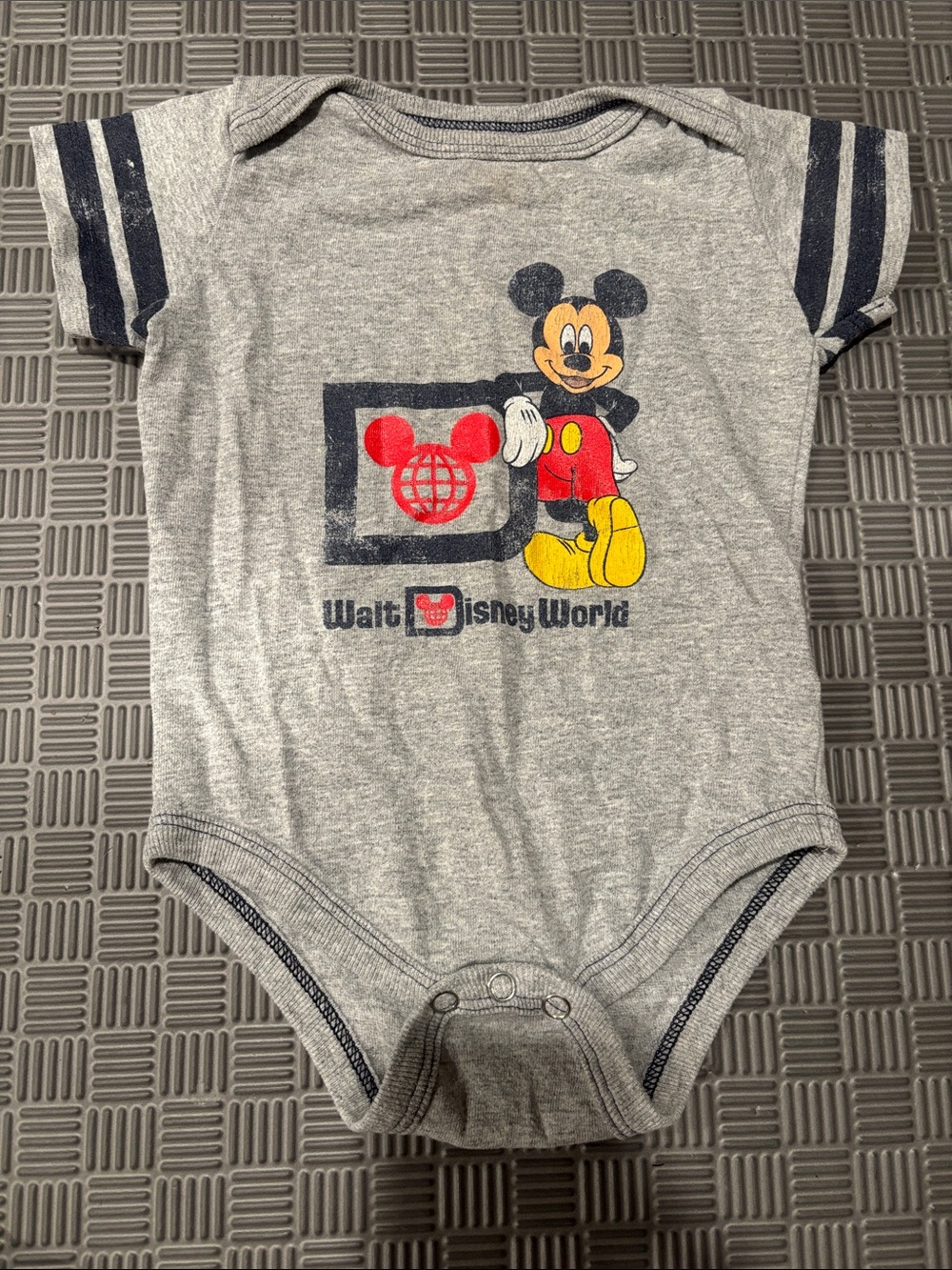 WDW Disney Baby Onesie Mickey Mouse Gray Baby One-Piece
